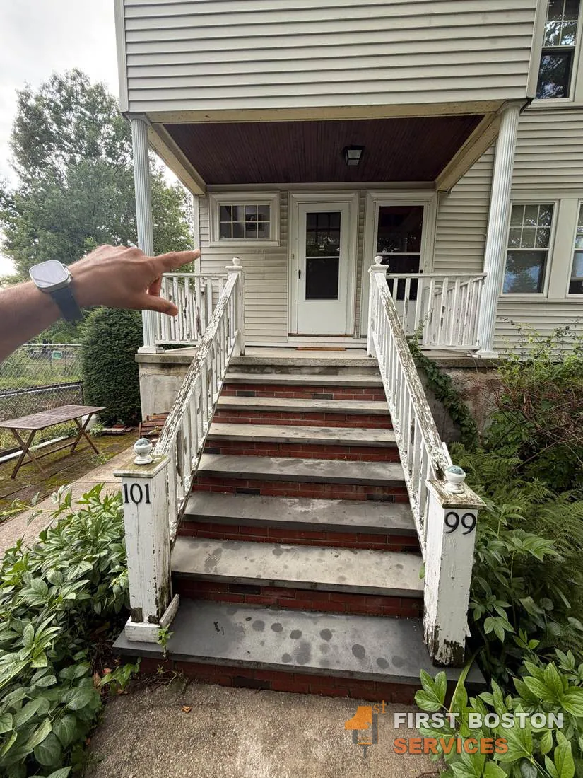 First Boston Services: Front stairs and railings before